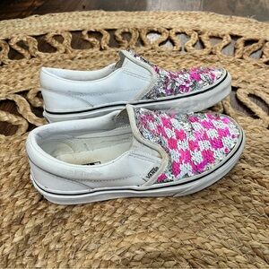 Vans Classic Slip with Flipping Sequin silver to Pink/white checkerboard style 2